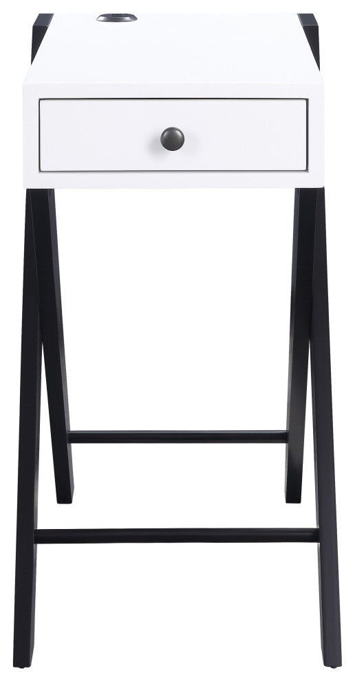 Fierce Side Table With USB Charging Dock, White
