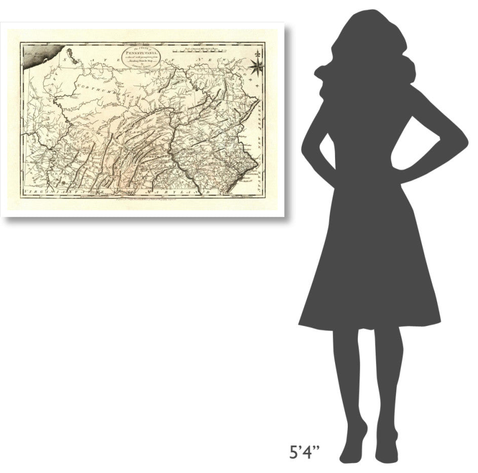 "State of Pennsylvania, 1795" Digital Paper Print by Mathew Carey, 42"x29"