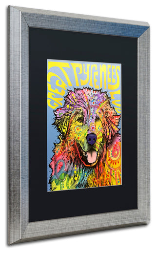 Dean Russo 'Great Pyrenees' Art, Silver Frame, Black Matte, 20"x16"