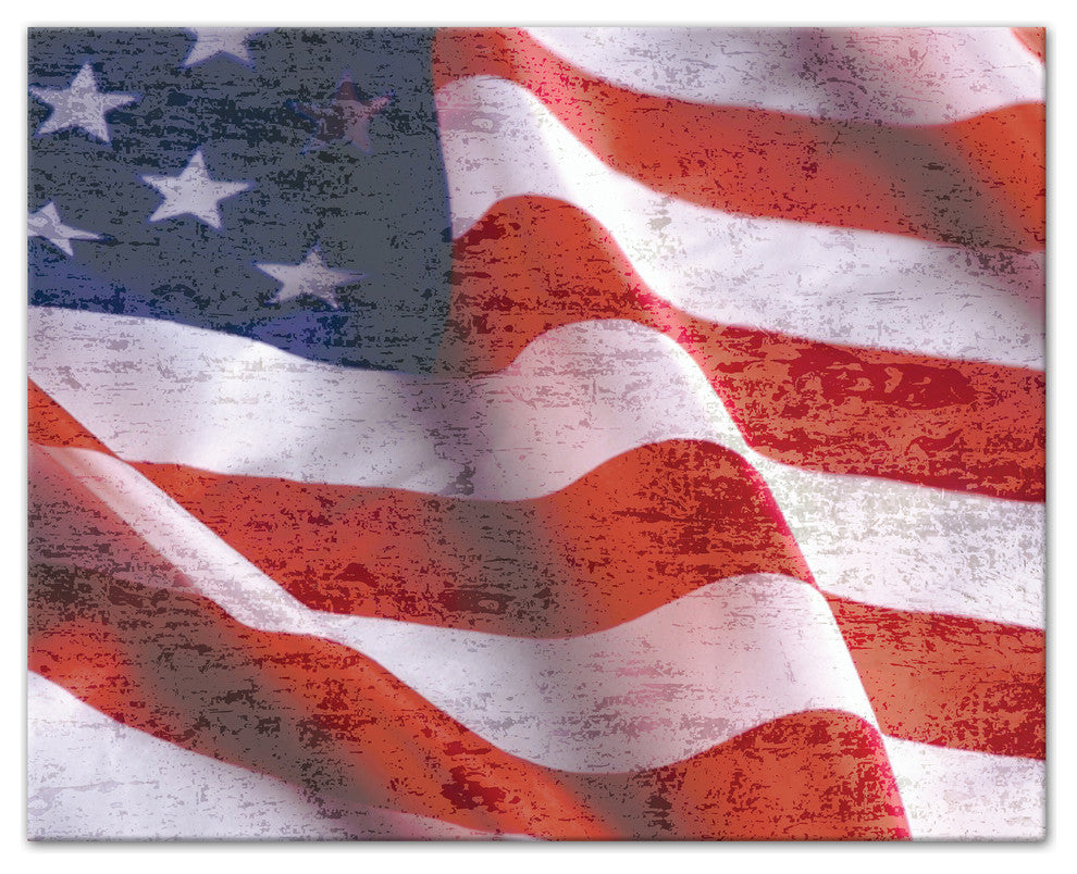 Distressed American Flag 16x20 Canvas Wall Art