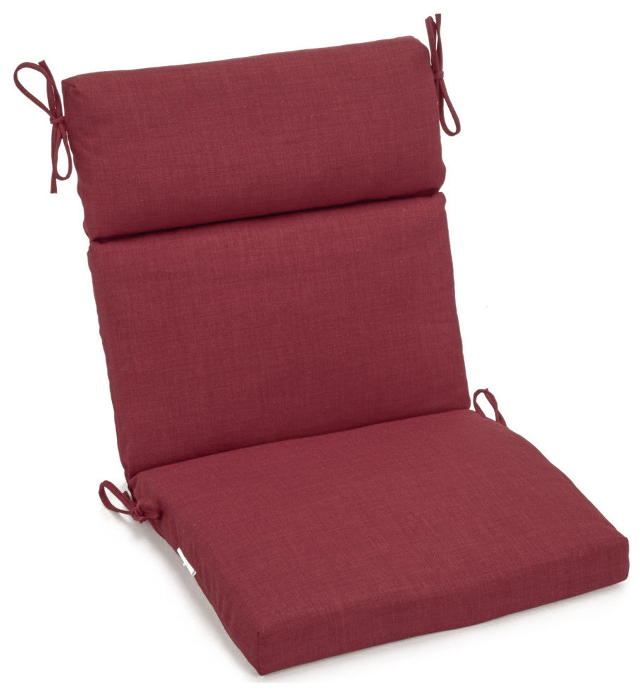 20"X42" Spun Polyester Solid Outdoor Squared Seat/ Back Chair Cushion, Merlot