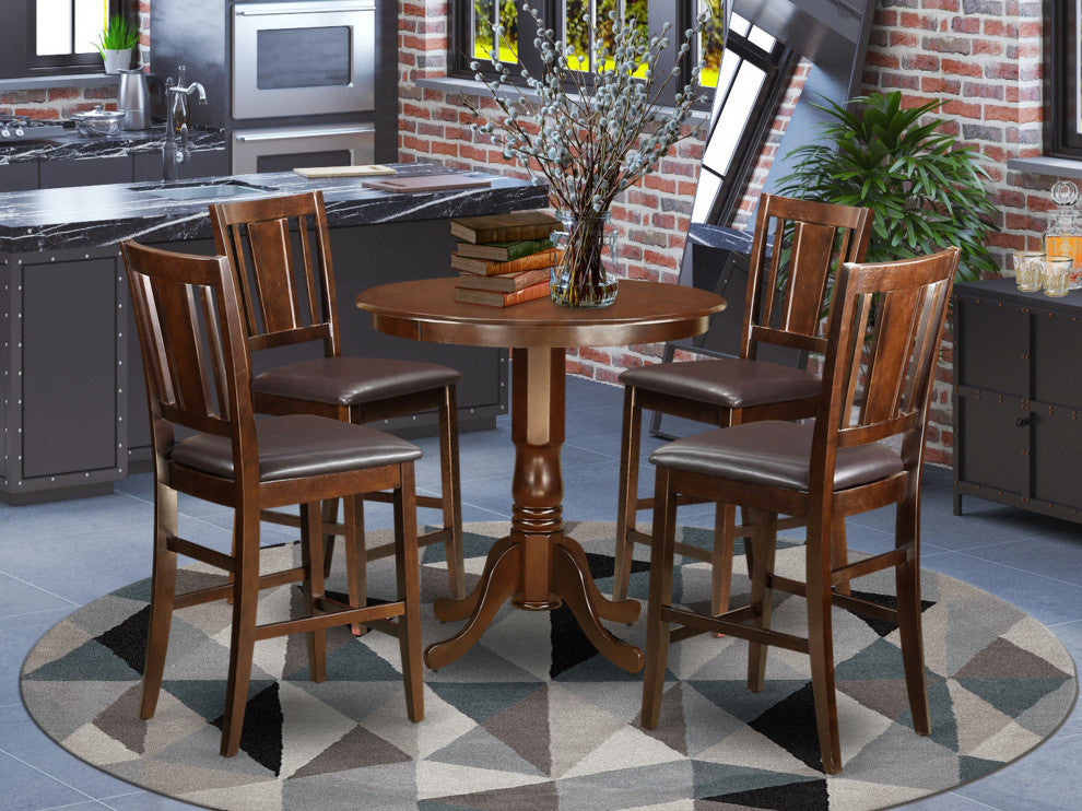 5 Pc Dining Counter Height Set -Pub Table And 4 Counter Height Chairs