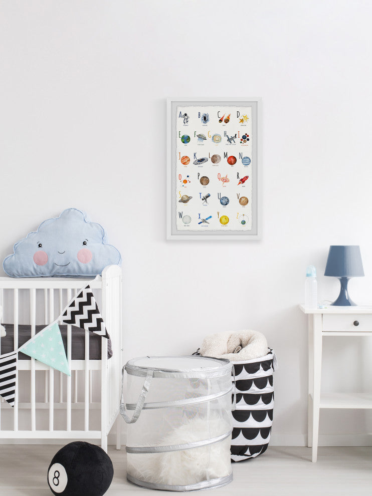 "Space Alphabet" Framed Painting Print, 12x18