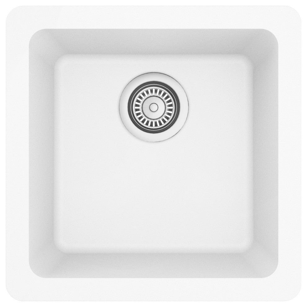 Karran Undermount Quartz Composite 17" Bar Single Bowl Sink, White