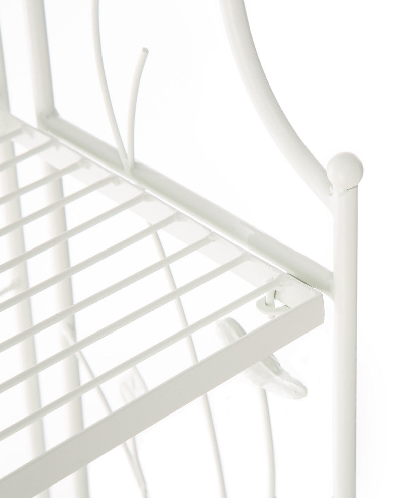 44.75" Rectangular 3-Tiered White Metal Shelf Planter Stand