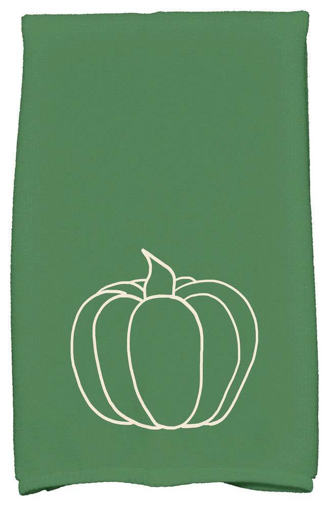 Pumpkin Pie Holiday Geometric Print Kitchen Towel, Green