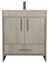 Pacific 30" Vanity With Integrated Ceramic Top and Brushed Nickel Handles, Weath