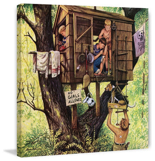 "No Girls Allowed" Painting Print on Canvas by Stevan Dohanos