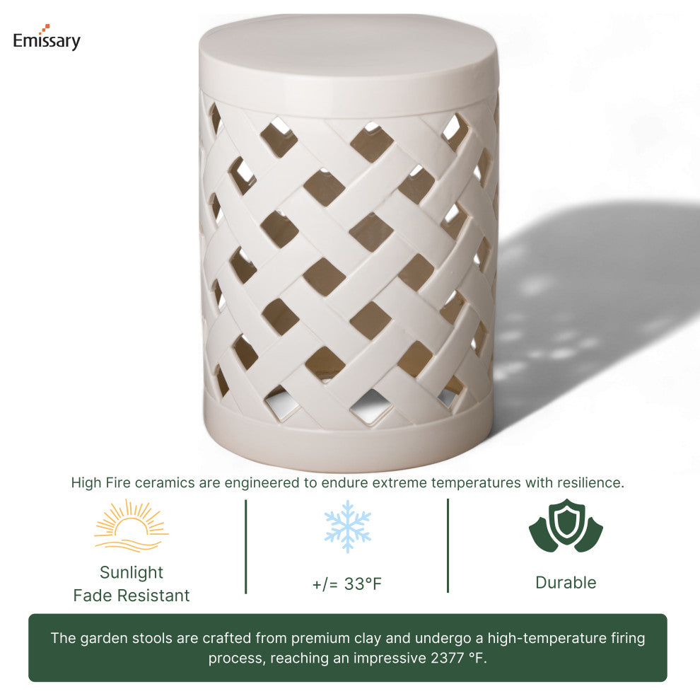 Criss Cross Stool White 14X19"H