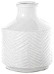 Round Ceramic Vase with Banded Chevron Pattern Design Gloss White Finish, Small