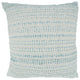 Woven Pillow With Line Design, Aqua, 22"x22", Cover Only