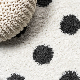 Pere Modern Charcoal Dot Shag, White/Black, 2x10