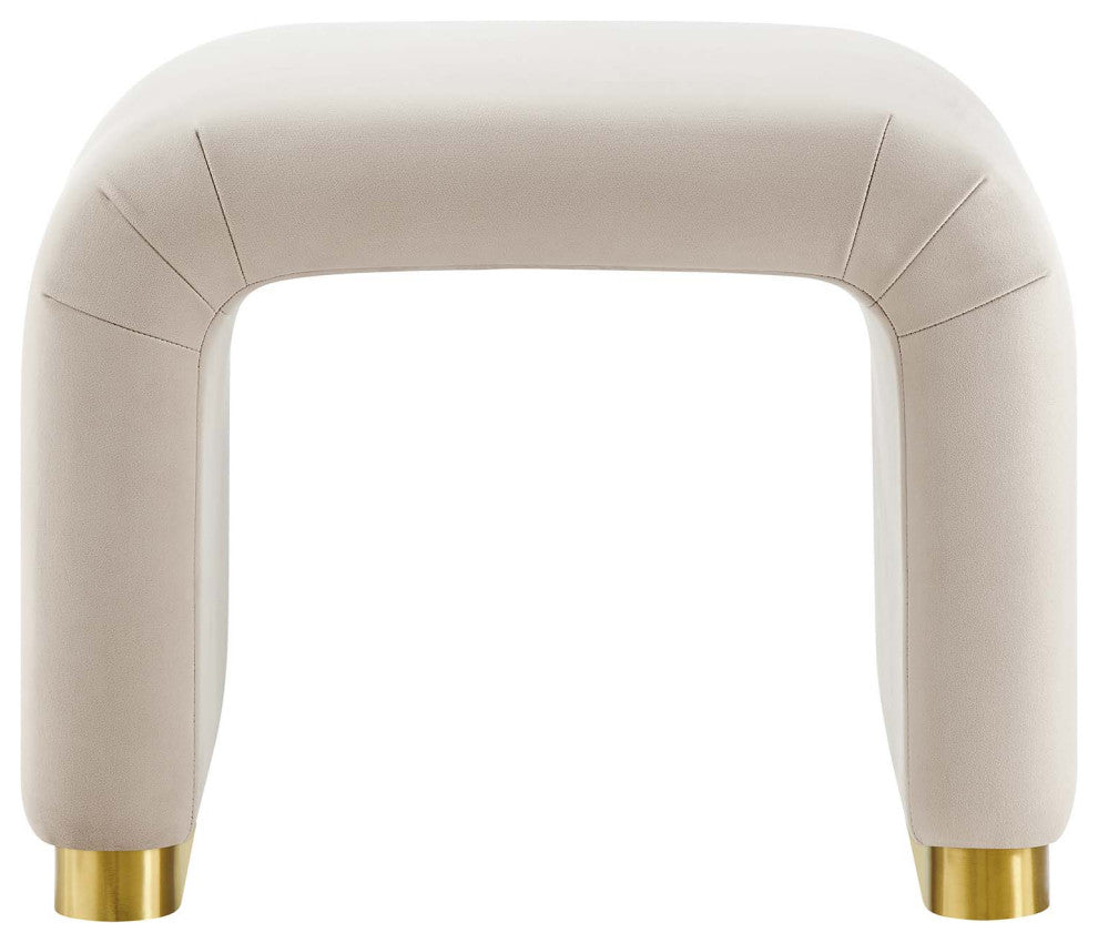 Koda Performance Velvet Waterfall Stool - Brass Almond