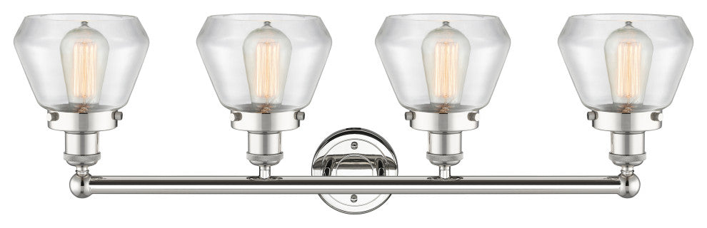 Fulton 4-Light 34" Bath Vanity Light, Polished Nickel Finish, Clear Shade