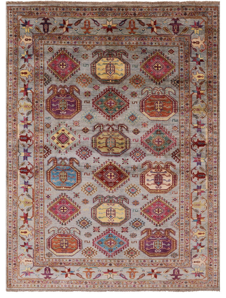 Fine Turkmen Ersari Handmade Wool Rug 5' 8" X 7' 8" - Q12216