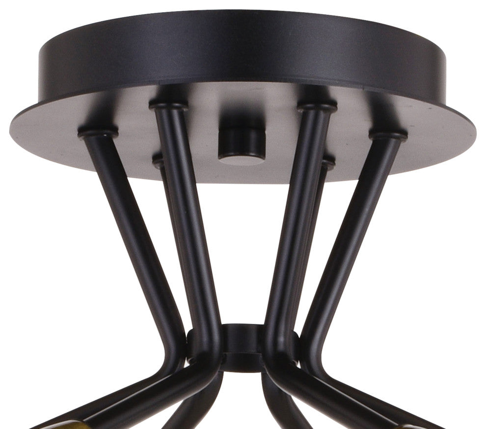 Ellis 16.25" 6 Light Semi-Flush Mount Matte Black and Satin Brass