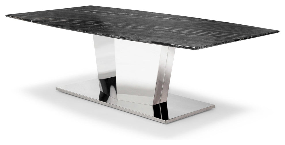 Black and White Marble Brushed Stainless Steel Sirah Coffee Table