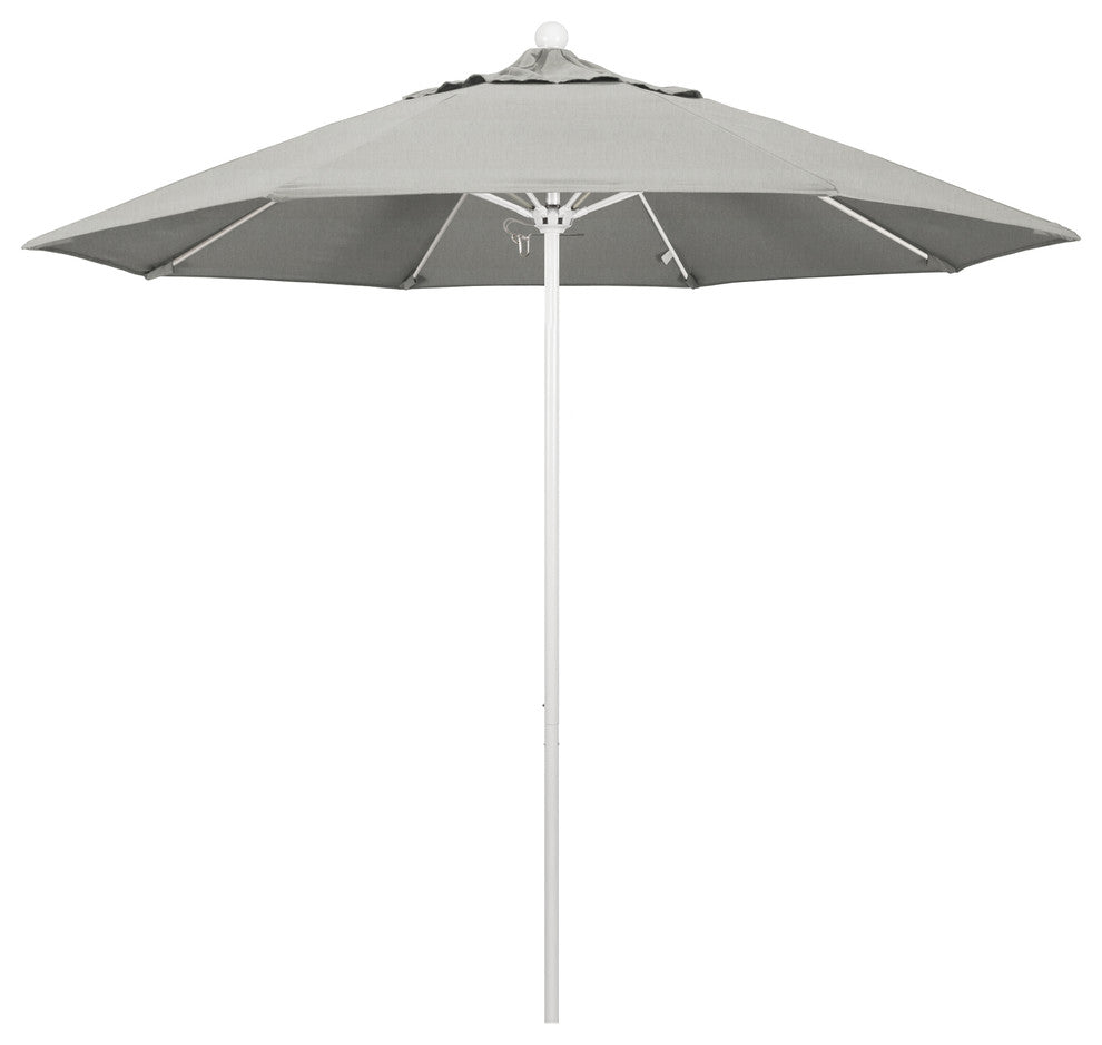 9' Fiberglass Umbrella Pulley OpenWhite, Sunbrella, Granite