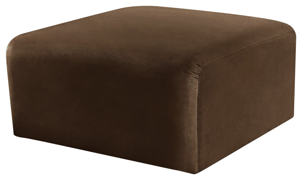 Arc Upholstered Modular Component, Brown, 1-Piece: Ottoman, Velvet