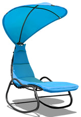Costway Hanging Chaise Lounge Swing Canopy Thick Cushion Turquoise