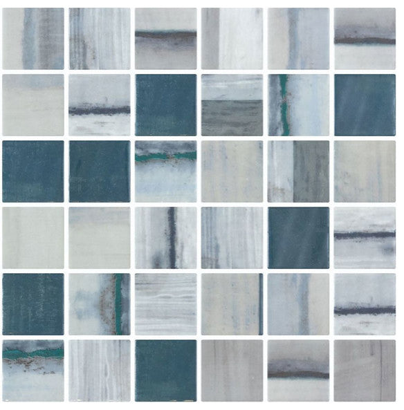 Mosaic Glass Tile The Reef Series 2 x 2 - Grey Blue