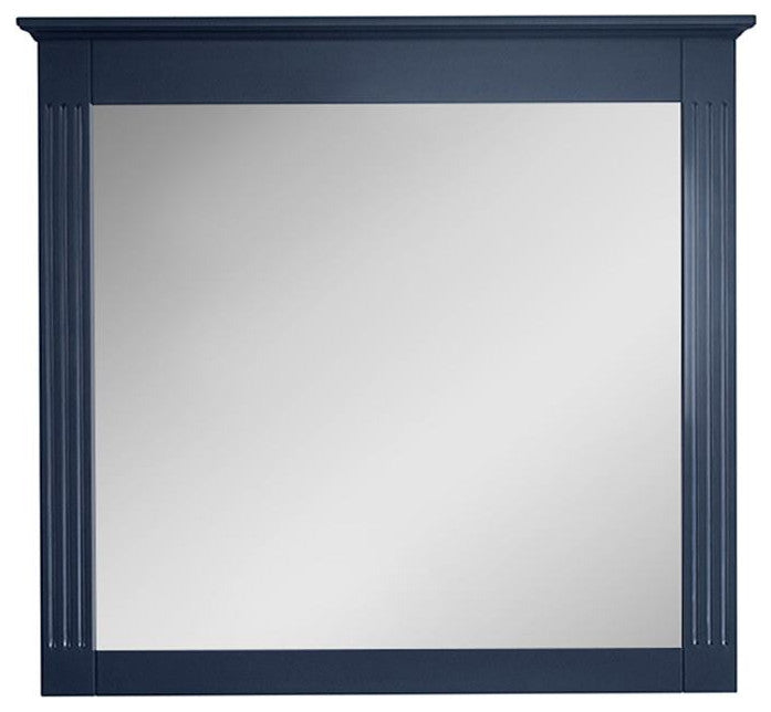Solid Wood Bathroom Vanity Mirror for Wall Mounted, Navy Blue, 38x33