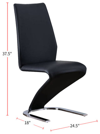 Set of 2 Side Chairs, Black and Chrome