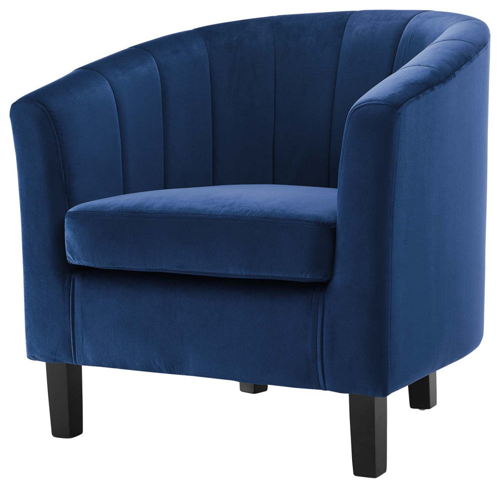 Tufted Armchair and Loveseat Sofa Set, Velvet, Blue Navy, Modern, Lounge