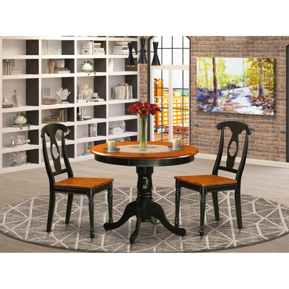 3-Piece Black Dining Room Set With 2 Wood Chairs