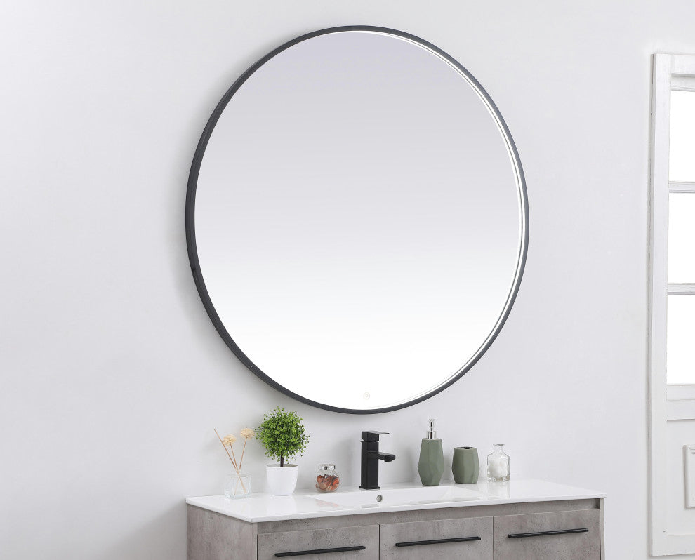 Modern Black Led Mirror, 48"