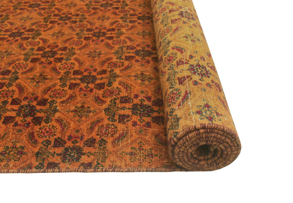 Vintage Overdyed Ojore Orange/Charcoal Runner, 5'2 x 12'3