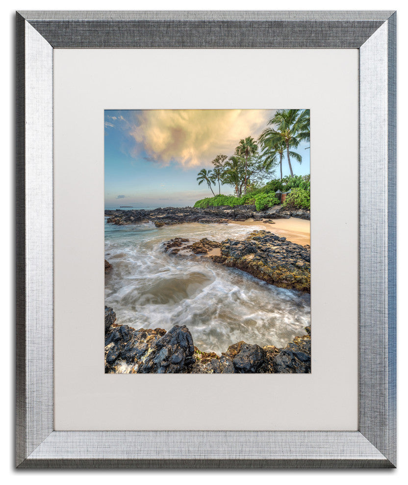 Pierre Leclerc 'Makena Sunrise' Matted Framed Art, Silver Frame, White, 20x16