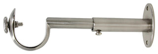 Adjustable Curtain Rod Bracket, 1 1/8"-1 1/4", Brushed Steel, Single