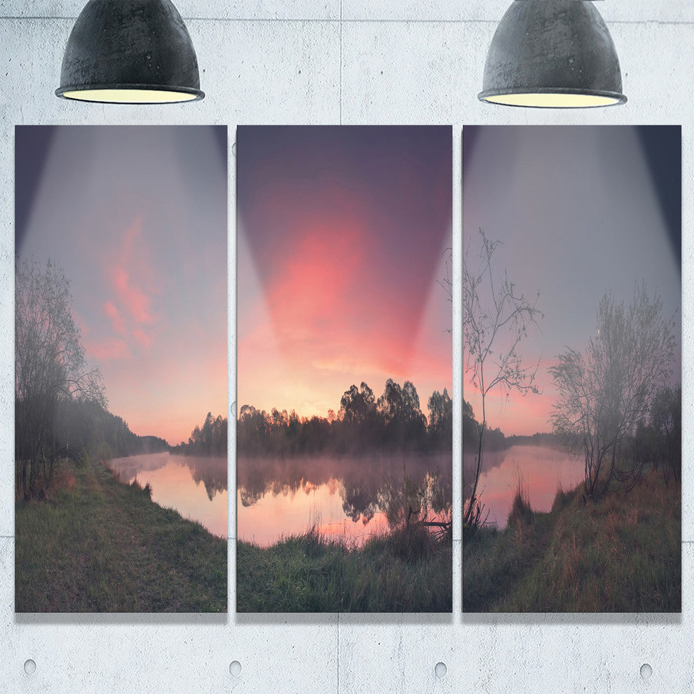"Purple Tinged Spring Mountains" Metal Wall Art, 3 Panels, 36"x28"