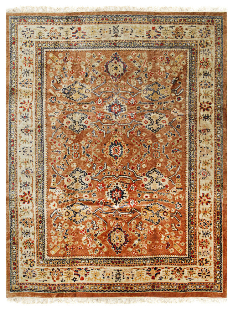 Brown Traditional All Over Oushak Area Rug