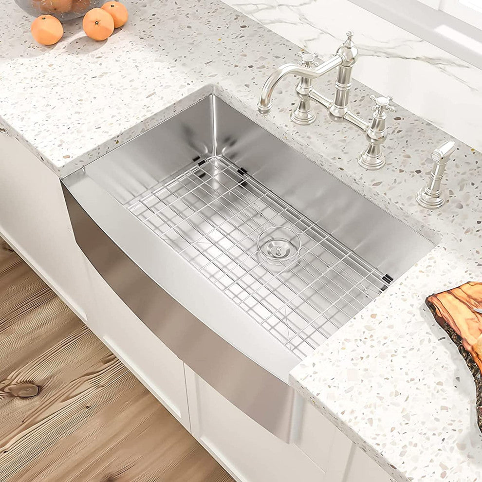 33" x 22" Stainless Steel Farmhouse Apron Kitchen Sink with Accessories