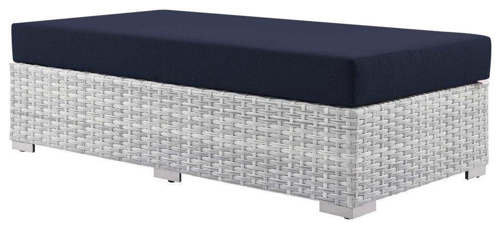 Convene Outdoor Patio Rectangular Ottoman Light Gray Navy