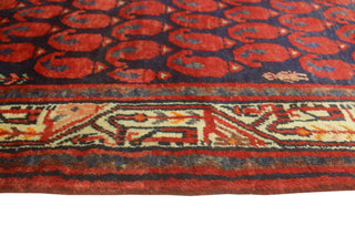 Fine Vintage Distressed Juan Navy/Red Runner, 3'5x13'5