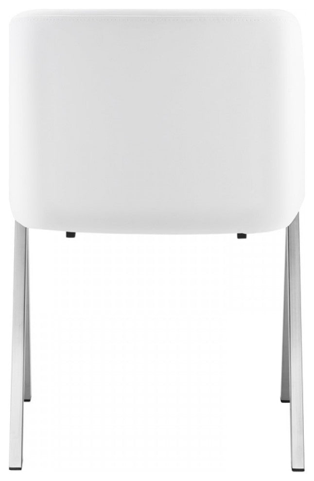 Set of Two White Faux Leather Modern Dining Chairs