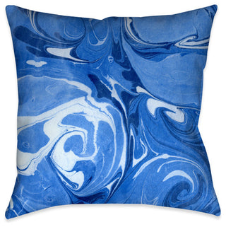Ocean Blue II Marble Outdoor Decorative Pillow, 18"x18"