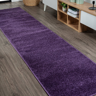Haze Solid Low-Pile Purple 2 ft. x 12 ft. Runner Rug