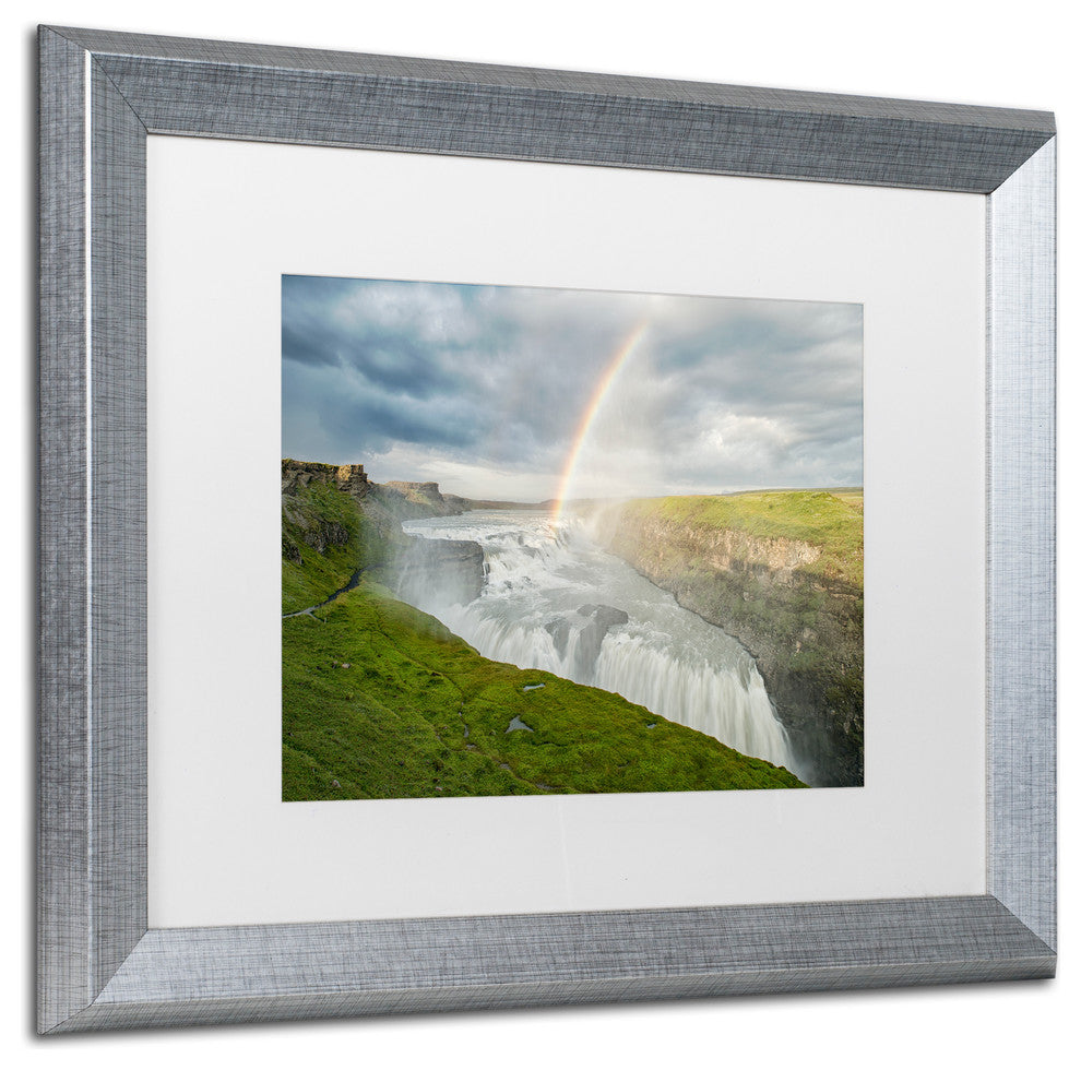 Michael Blanchette Photography 'Gullfoss Rainbow' Matted Framed Art, 20x16