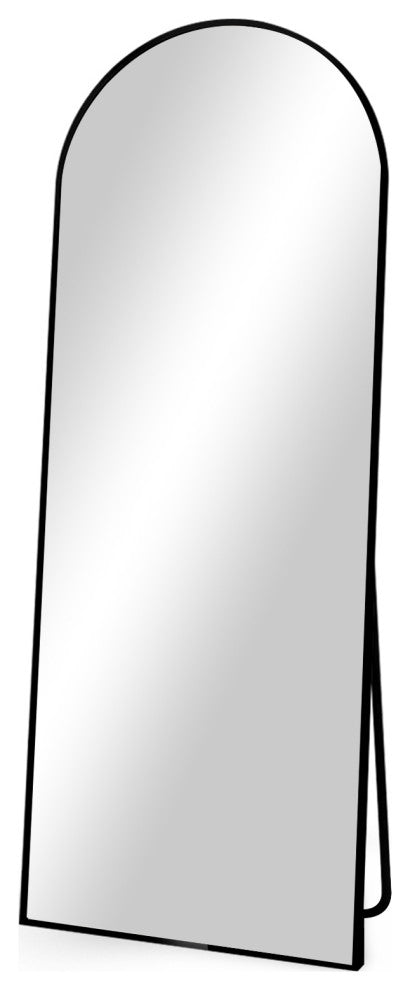 Easly 20x63 Aluminum Alloy Framed Arched Floor Mirror, Black