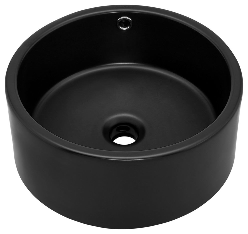 Monaco Round Vessel Sink, Matte Black