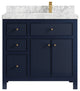 Sonoma 36 Right Offset Reeded  Bath Vanity in Hale Navy Blue 2" Carrara Marble