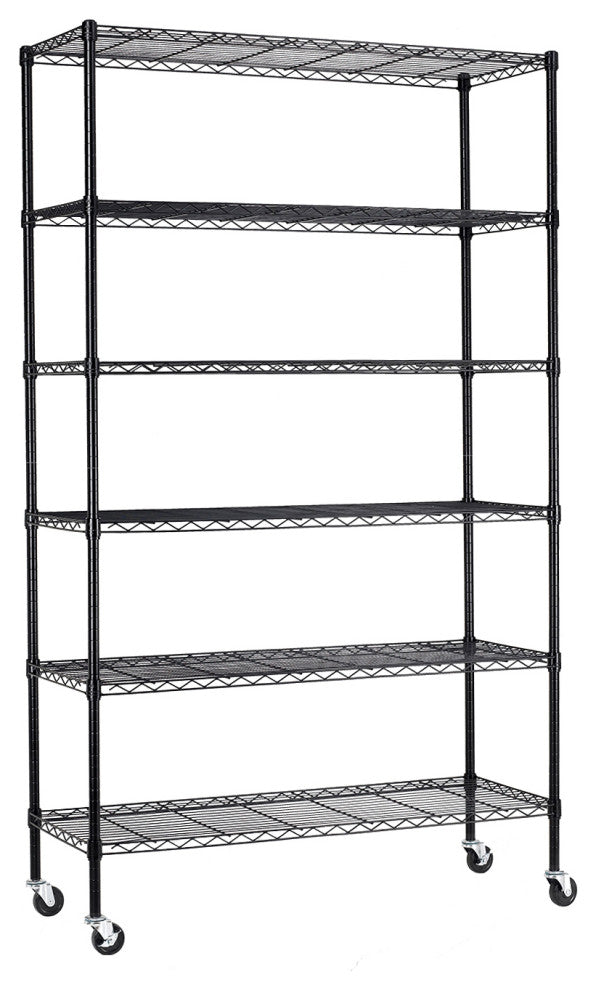 Furniture of America 6-Tier Adjustable Wire Shelving Rack with Wheels, NSF
