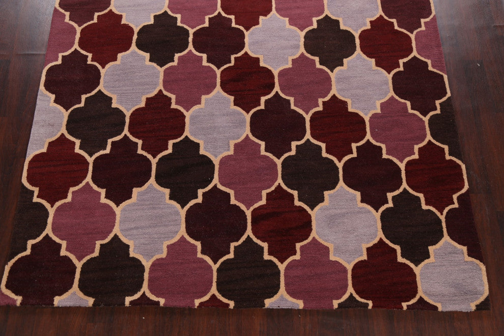 Contemporary Trellis Oriental Area Rug Hand-tufted Wool Carpet 8x11
