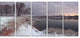 Winter River in Dark Morning, Seashore Wall Art on Canvas, 60"x28", 5 Panels