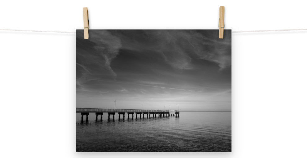 End of the Pier Landscape Photo, Beach Unframed Wall Art Print, 11" X 14"