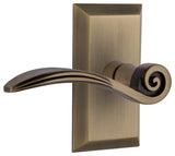 Studio Plate With Swan Lever, Antique Brass, Passage, Left-Handed